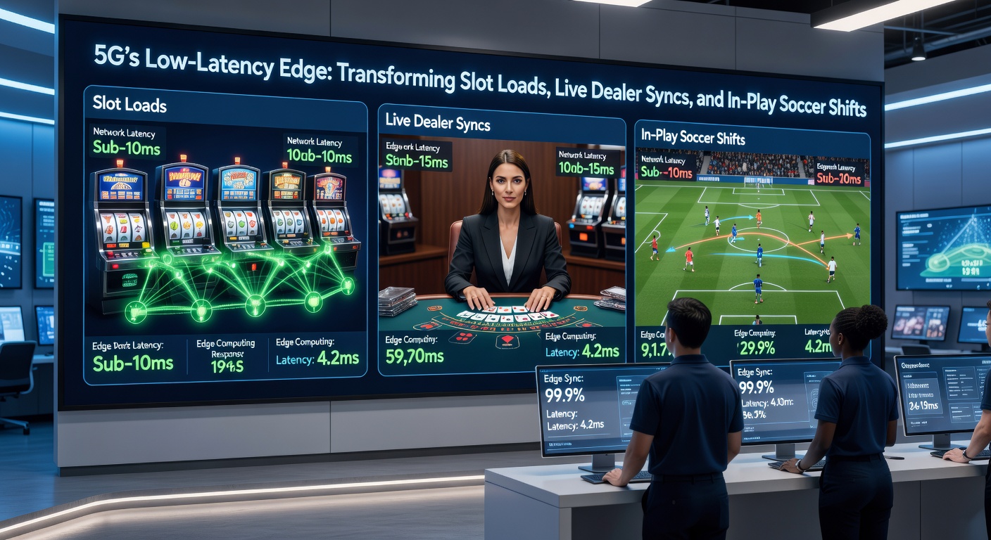 Afbeelding van een live dealer-tafel met 5G-gedreven real-time interactie en lage latency streams