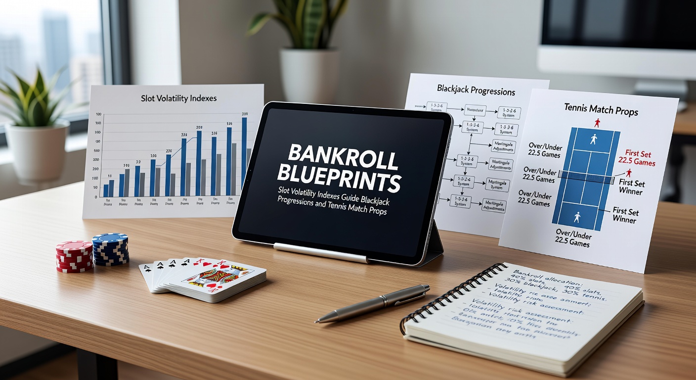 Voorbeeld van tennis match props met odds en bankroll allocatie grafiek naast blackjack tafel