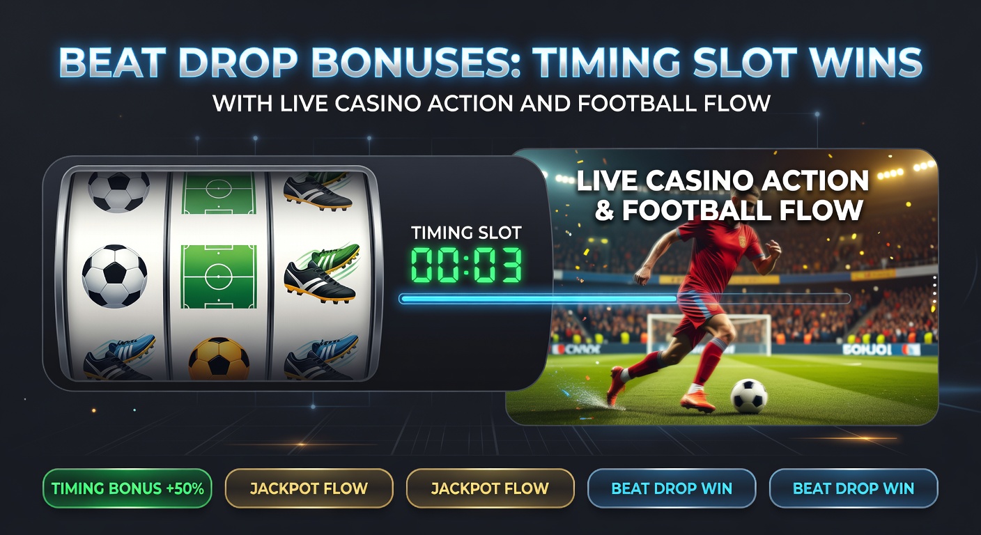 Slotspel met beat drop bonus die pulseert in sync met een live casino dealer en een voetbal goal viering op het scherm