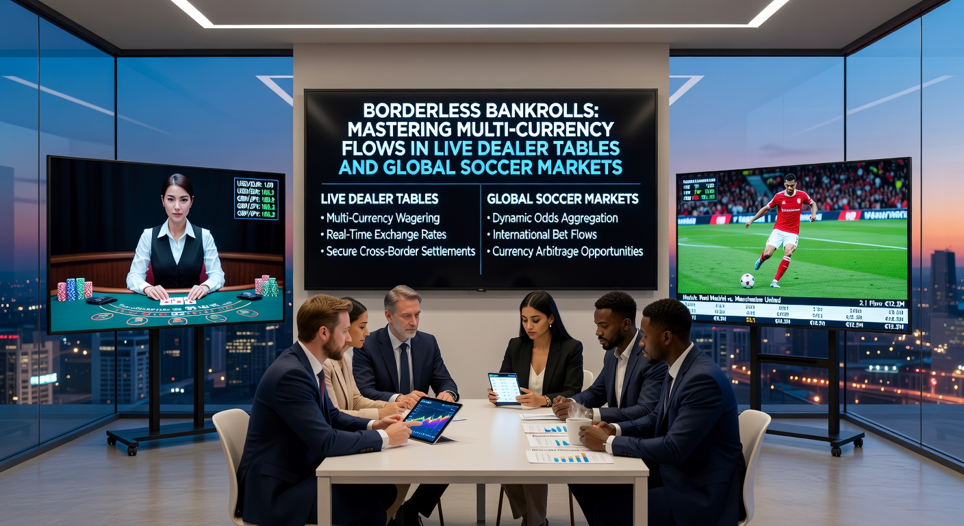 Wereldkaart met pijlen die valuta-stromen tonen tussen voetbalmarkten en live casino tafels