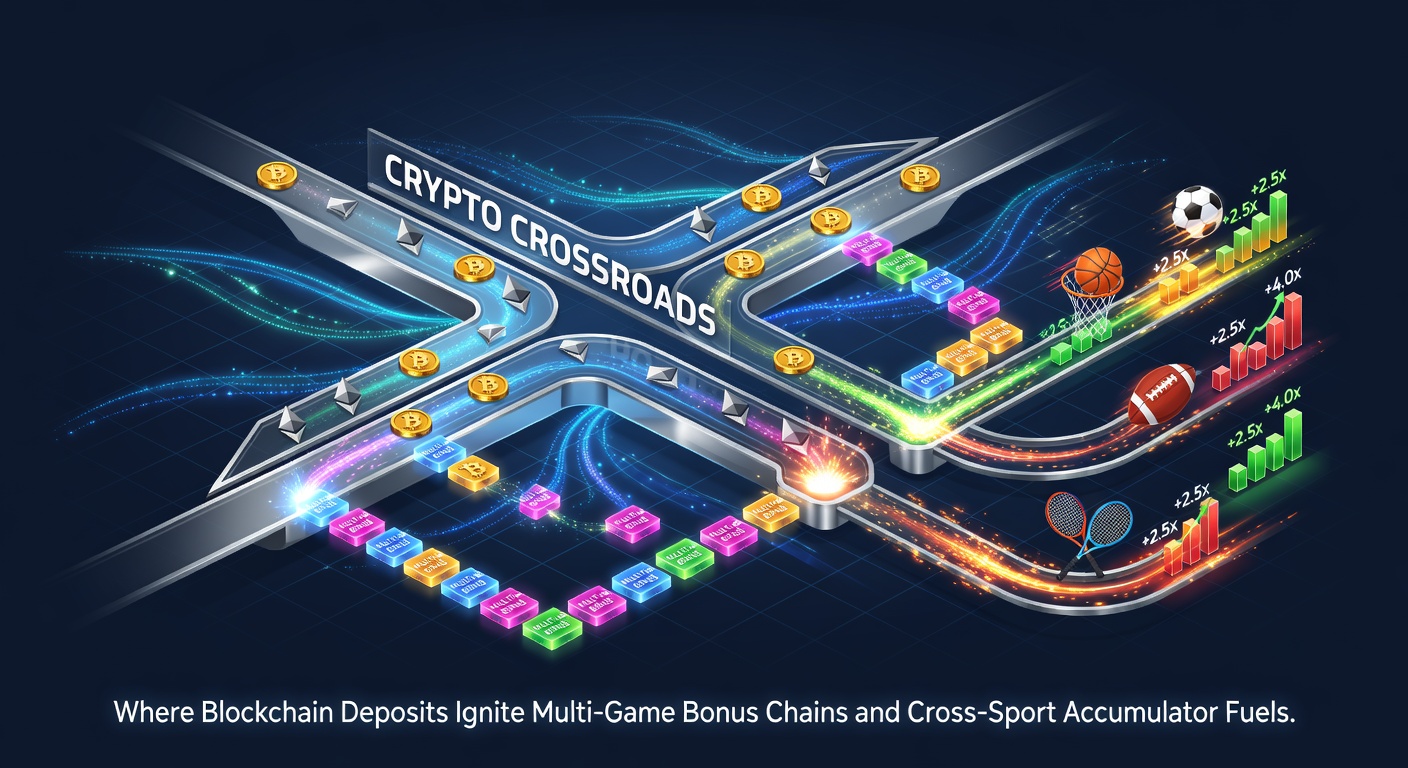 Blockchain storting activeert een ketting van bonussen in multi-game casino platforms, met crypto munten die accumulators vullen
