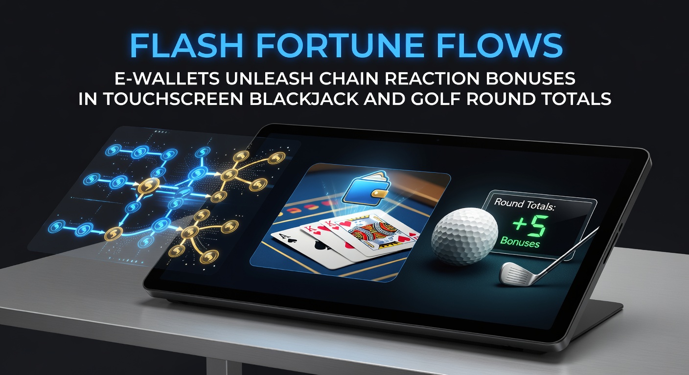 Afbeelding van een mobiel scherm met touchscreen blackjack en e-wallet storting die bonussen activeert, naast golf leaderboard