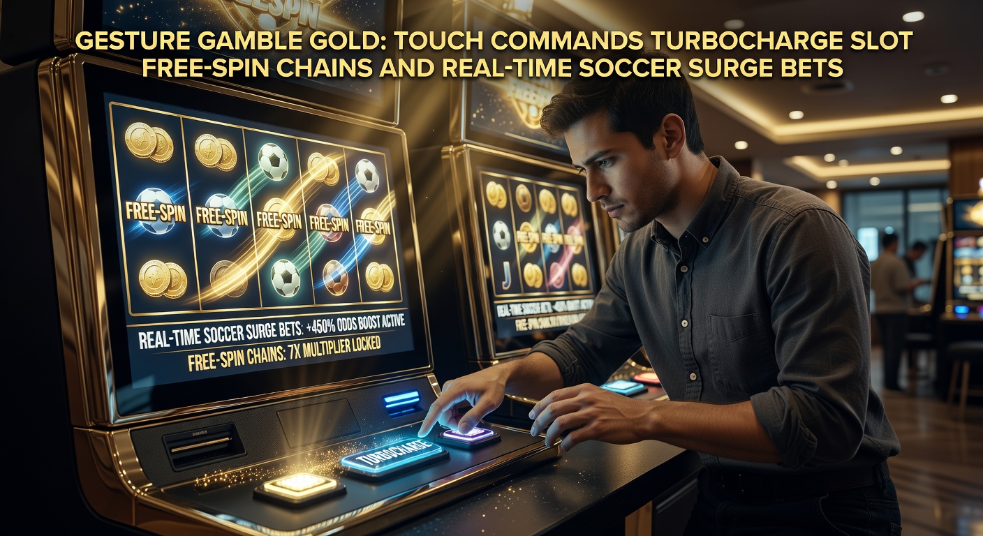 Speler veegt over een mobiel slotspel om free spins te activeren, met een voetbalwedstrijd op de achtergrond