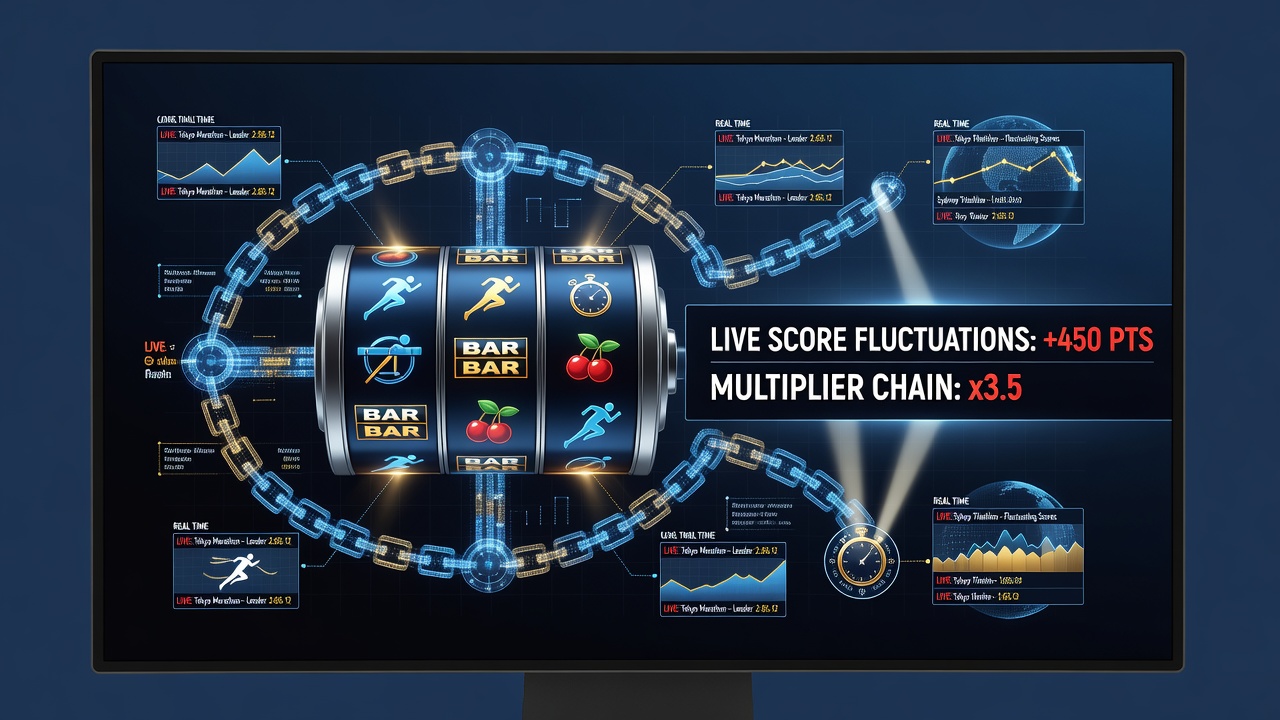 Illustratie van multiplier chains die reel alignments in slots koppelen aan sport scores