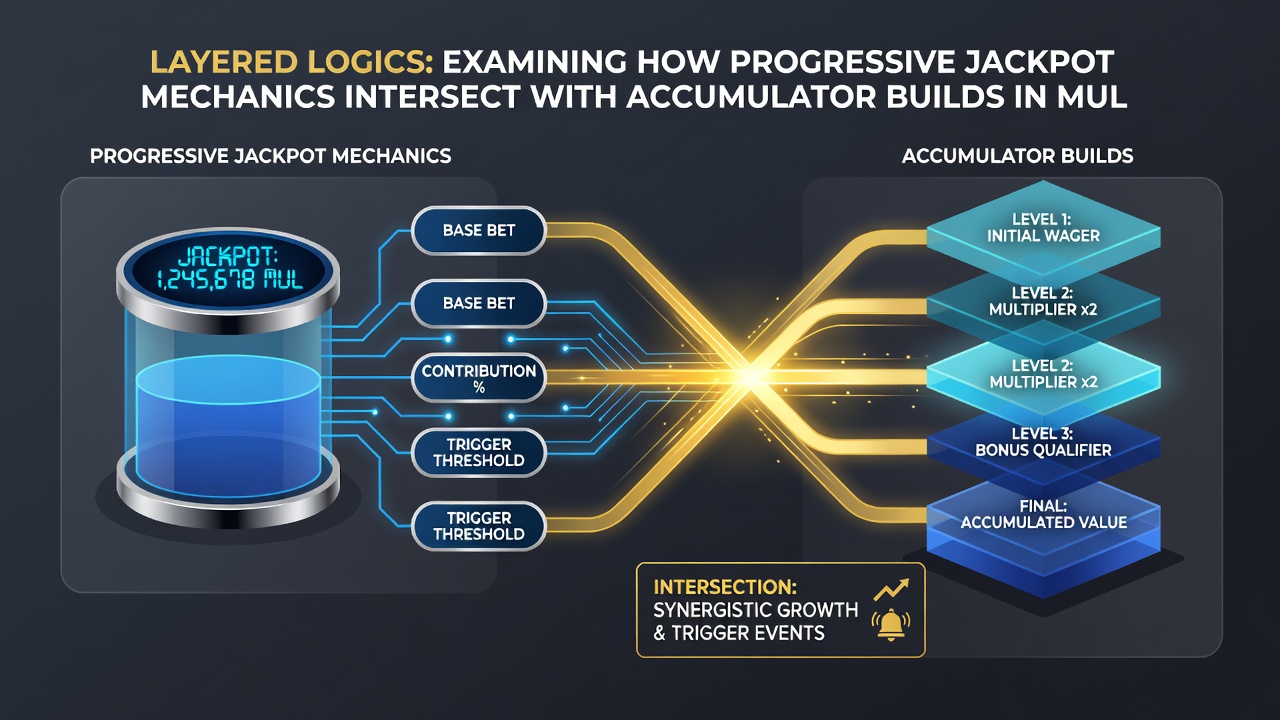 Diagram van hoe accumulator builds en jackpot mechanics elkaar versterken in mobiele apps