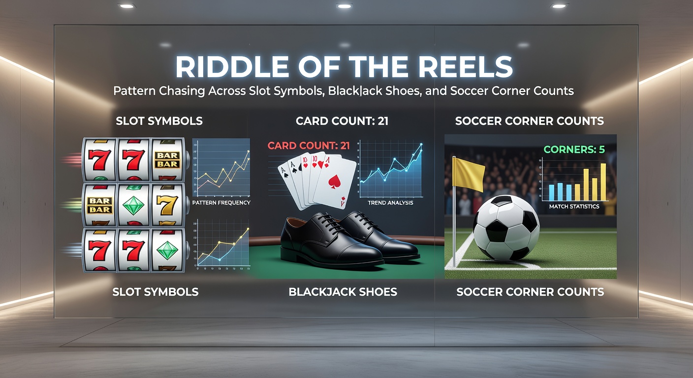 Blackjack schoen met kaarten, slot symbolen en een soccer corner kick diagram