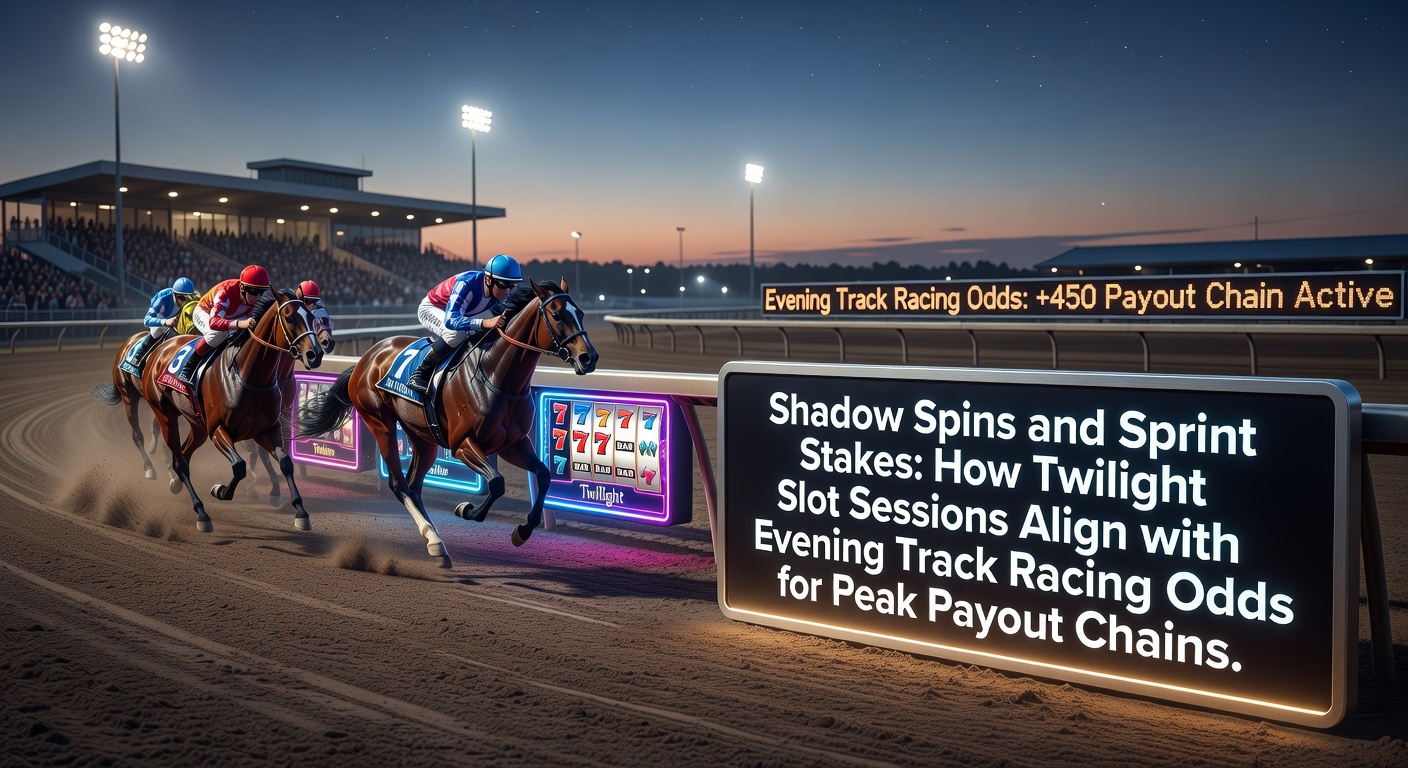 Avondelijke slotschermen gloeien op terwijl renbaanlichten de sprintstarts verlichten, een perfecte synchronisatie van gokactie