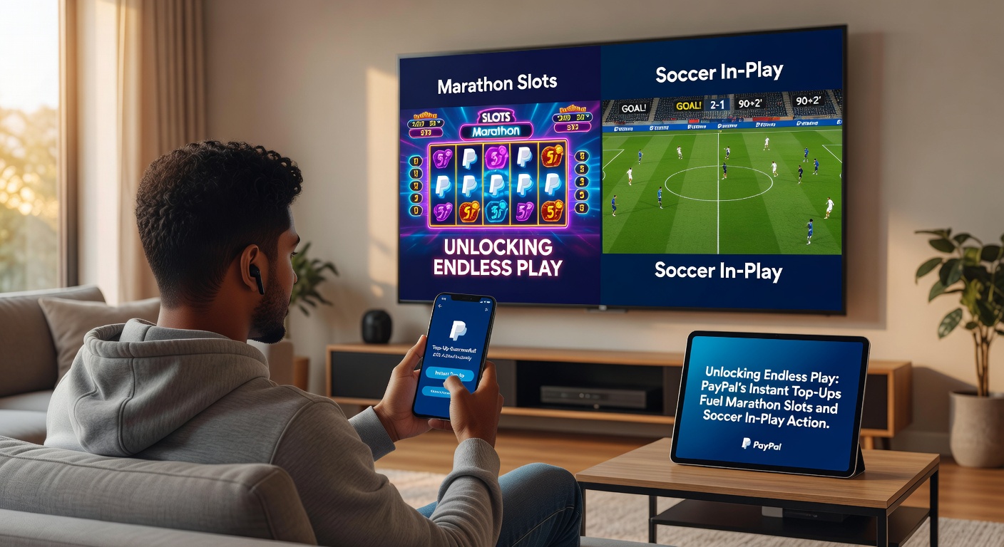 Voetbalstadion met mobiele telefoon die PayPal-transactie toont tijdens live in-play betting