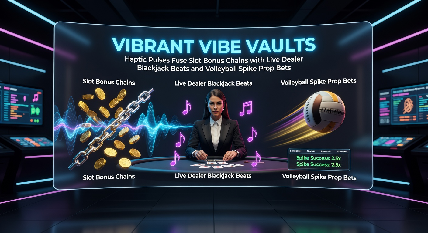 Afbeelding van een mobiel apparaat met trillende haptische feedback tijdens een slotbonus, blackjacktafel en volleybalwedstrijd in actie